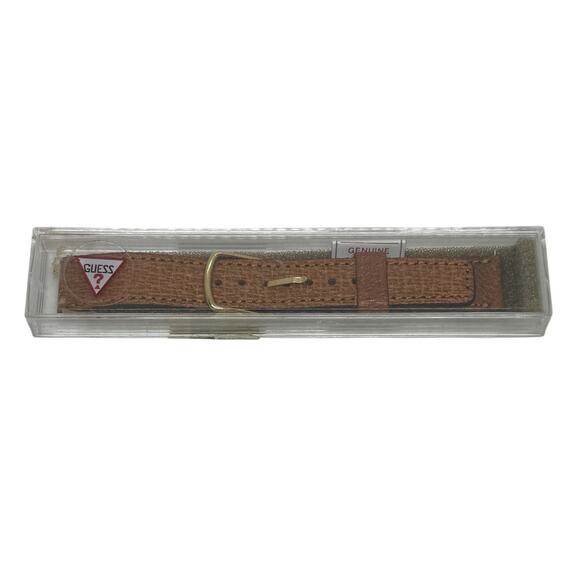 Vintage Guess Leather Watch Band Strap Lite Brown Lizard Grain 16 MM New In Box - Picture 1 of 11